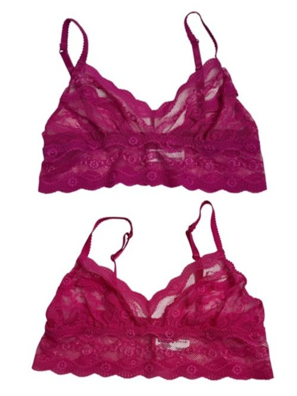 b.tempt'd Lot of 2 Lace Bralets Size Medium Pink Raspberry Sheer Feminine EUC